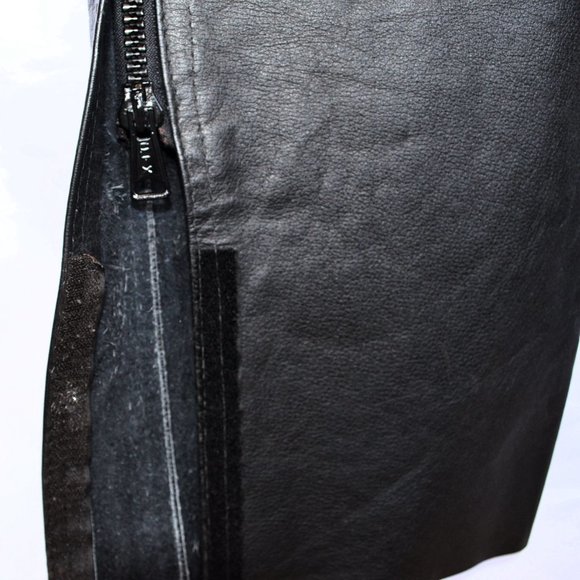 Leather Heavy Black Moto Biker Chaps - Picture 5 of 8